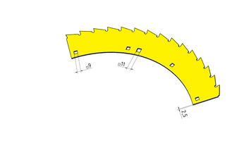 Sägesegment für Rotor (gelb lackiert)